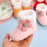 Adorable Princess-Themed Baby Girl Booties - Soft, Warm Fleece-Lined Walking Shoes For Newborns & Toddlers - Perfect Christmas & Halloween Gift