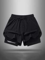 Men'S Quick-Dry Athletic Shorts - Lightweight, Breathable With Liner For Running & Fitness, Stretchy Polyester Blend, Machine Washable - Image 3