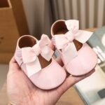 Baby First Walkers Shoes With Soft Sole - Easy-On Closure, Non-Slip Cushioned Insole - First Walking Shoes For Infants & Toddlers (0-1 Year Old) - Pastel Colors (Pink, White, Black, Golden, Beige) - Birthday Party & Everyday Outfits - Durable Synthetic Cover - Parents Love Them!, Toddler Walking Shoes, Infant Footwear, Elegant Bow Design, Comfortable Fabric Insole, Stylish Infant Footwear, Breathable Fabric Lining, New Parents - Image 5