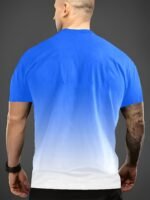 Men'S Gradient "Faith" Letter Print T-Shirt - Casual Crew Neck, Short Sleeve, Comfortable Polyester Blend, Machine Washable - Stylish Summer Top With Color-Changing Design - Image 6