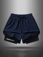 Men'S Quick-Dry Athletic Shorts - Lightweight, Breathable With Liner For Running & Fitness, Stretchy Polyester Blend, Machine Washable - Image 2