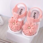 Charming Girls' Floral Sandals For Spring/Summer - Breathable, Comfortable Sole & Ankle Strap For Babies & Toddlers - Casual/Vintage Style In Pink & Beige - Image 4