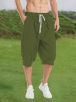 Plus Size Men'S Solid Harem Drawstring Shorts For Summer, Trendy Casual Outdoor Sports Oversized Shorts For Males - Image 2