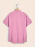 Gentle Care Men'S Plus Size Solid Color Button- Shirt - Polyester, Lapel Collar, Short Sleeve Dress Blouse With Chest Pocket, Allseason Apparel | Solid Color Top | Simple Design, Plus Size - Image 7