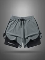 Men'S Quick-Dry Athletic Shorts - Lightweight, Breathable With Liner For Running & Fitness, Stretchy Polyester Blend, Machine Washable - Image 4
