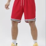 Mens Breathable Polyester Striped Sports Shorts, Solid Color, Drawstring, Suitable For Basketball, Running, Hiking, Outdoor Activities, Fabric, Perfect For Summer Outdoors And Fitness