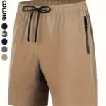 Plus Size Men'S Casual Elastic Drawstring Plain Color Sports Short Pants, Oversized Running Fitness Shorts Quick-Drying Breathable