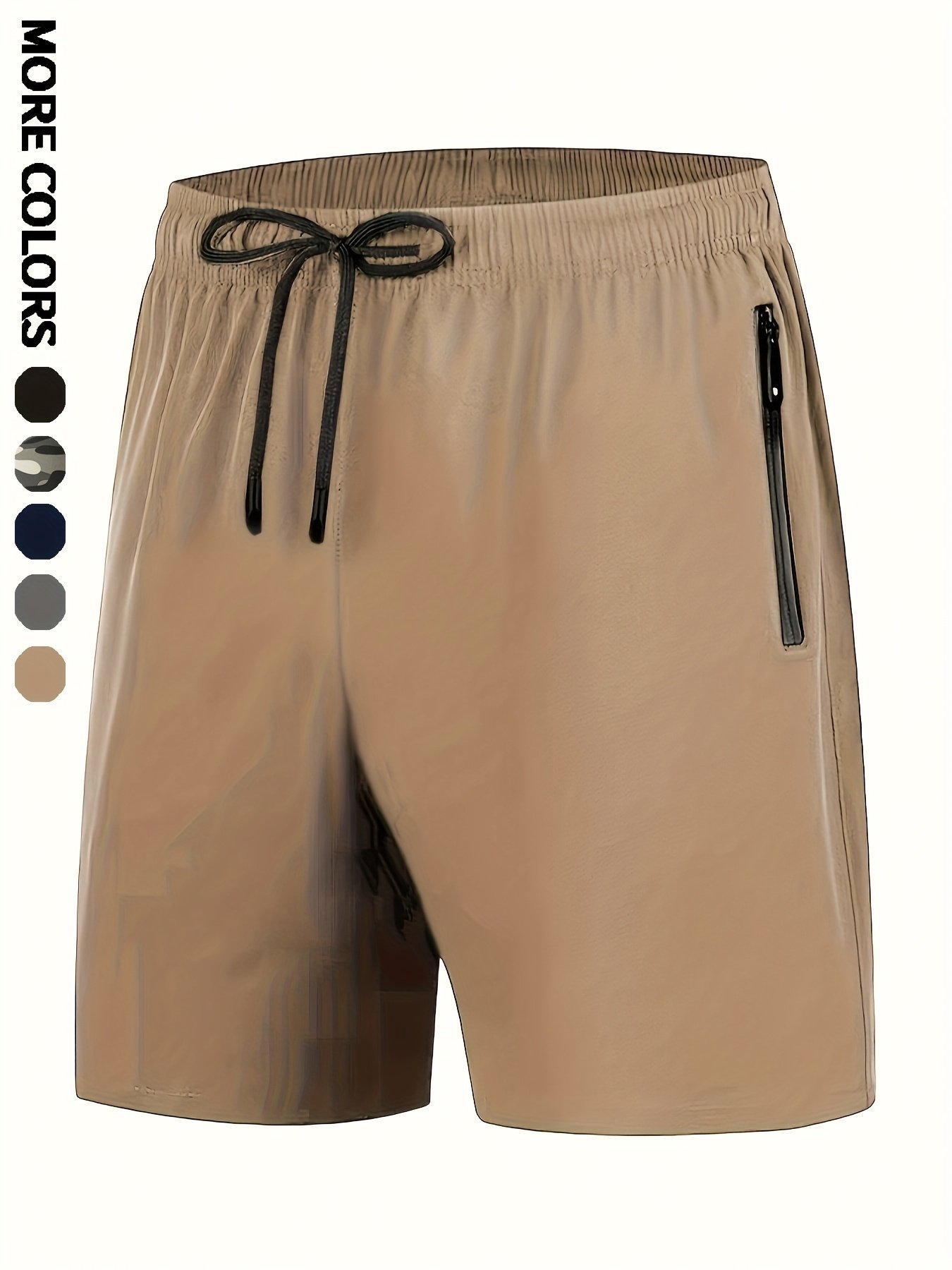 product-fancy-ead9acf7-4e35-45ff-aea5-c23603d6cc34.jpg Plus Size Men'S Casual Elastic Drawstring Plain Color Sports Short Pants, Oversized Running Fitness Shorts Quick-Drying Breathable - Image 1