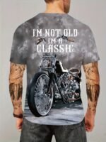Men'S 3D Motorcycle Graphic Tee - "I'M Not Old, I'M A Classic" Print, Casual Short Sleeve Crewneck T-Shirt, Polyester Blend, Machine Washable, Ideal For Summer Outdoor Activities, Outdoor Clothing|Humorous Graphic Tee|Stretch Fabric, Plus Size - Image 2