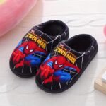 Pair Of Kids' Plush Slippers With Spider-Man Print Design, New Autumn/Winter Style For Boys - Black/Blue/Red Options, Easy Slip-On Baby Shoes, Lightweight And Comfortable Indoor Floor Mats, Perfect Holiday Gift, Ideal For Fall Winter Summer, Fashion Statement, Winter Accessory, Cartoon Print, Kids Footwear, For Teenager, For Outdoor - Image 4