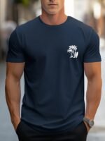 Men'S Casual Surf-Inspired T-Shirt With Palm Tree & "Surf" Print - Short Sleeve, Round Neck, All-Season Comfort, Everyday Tshirt | Surfinspired Design | Comfortable Fit - Image 4