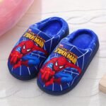 Pair Of Kids' Plush Slippers With Spider-Man Print Design, New Autumn/Winter Style For Boys - Black/Blue/Red Options, Easy Slip-On Baby Shoes, Lightweight And Comfortable Indoor Floor Mats, Perfect Holiday Gift, Ideal For Fall Winter Summer, Fashion Statement, Winter Accessory, Cartoon Print, Kids Footwear, For Teenager, For Outdoor - Image 5