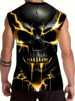 Men'S Plus Size Skull Graphic Print Tank Top - Breathable Sleeveless Workout Shirt For Gym, Basketball & Summer Training, Casual Round Neck Design, Gym Tank Top, Plus Size - Image 6