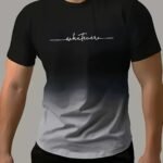 "Whatever" Print Gradient Crew Neck T-Shirt For Men, Trendy Casual Short Sleeve Top, Men'S Tee For Summer Outing