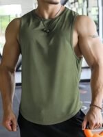 Lightweight Design Men'S Quick-Dry Sleeveless Gym Shirt - Breathable, Moisture-Wicking Polyester Mesh Tank Top For Running & Fitness, Round Neck, Regular Fit, Sports Vest|Casual Sports Style|Breathable Mesh, Gym Clothes, Plus Size - Image 8