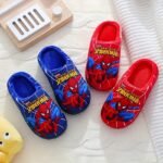 Pair Of Kids' Plush Slippers With Spider-Man Print Design, New Autumn/Winter Style For Boys - Black/Blue/Red Options, Easy Slip-On Baby Shoes, Lightweight And Comfortable Indoor Floor Mats, Perfect Holiday Gift, Ideal For Fall Winter Summer, Fashion Statement, Winter Accessory, Cartoon Print, Kids Footwear, For Teenager, For Outdoor - Image 9