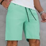 Men'S Lightweight Drawstring Athletic Shorts - Mint Green, Quick-Dry Polyester, Perfect For Summer Beach & Golf, No Stretch, Solid Color With Pockets