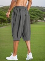 Plus Size Men'S Solid Harem Drawstring Shorts For Summer, Trendy Casual Outdoor Sports Oversized Shorts For Males - Image 9