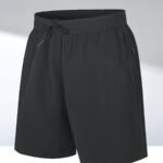 Men'S Breathable Solid Quick Dry Shorts With Side Pockets, Summer Drawstring Elastic Waist Loose Fit Shorts For Running, Fitness, Training