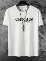 Men'S Chicago Graphic T-Shirt - Breathable Summer Tee With Bold Lettering - Lightweight Crewneck Shirt For Everyday & Formal Wear - Chicago-Themed Apparel For Men, Chicago T Shirt, Casual Outfit, Trendy Design, Comfortable Fit, Short Sleeve Top, Urban Style, Streetwear Fashion, Modern Design, Durable Material, Print Top, Adult Clothing, Sweat-Resistant