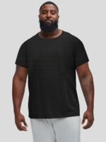 Plus Size Men'S Casual Sport T-Shirt - Breathable Jacquard, Machine Washable, Regular Fit Round Neck For Spring Summer Fall Outdoor & Casual Attire, Casual Sportswear | Round Neck Top | Nontransparent Clothing, Plus Size - Image 9