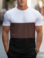 Men'S Simple Color-Blocked T-Shirt, Regular Fit For Summer. - Image 8