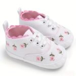Baby Girl'S Adorable Flower Pattern Walking Shoes, Comfy Non Slip Casual Adorable Lace Up Shoes For Infant'S Outdoor Activities - Image 3