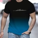Men'S Fashion Gradient Color Sports T-Shirt, Casual Stretch Round Neck Tee Shirt For Summer