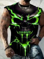 Men'S Plus Size Skull Graphic Print Tank Top - Breathable Sleeveless Workout Shirt For Gym, Basketball & Summer Training, Casual Round Neck Design, Gym Tank Top, Plus Size - Image 2
