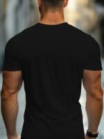 Men'S Casual Black & White Lion Graphic T-Shirt - Short Sleeve, Round Neck, Comfortable Polyester Blend, Summer Style, Versatile For Casual Attire, Everyday Tshirt | Graphic Tee | Durable Print - Image 6