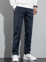 Men'S Plus Size Polyester Sports Pants - 100% Polyester, Casual Style, Slight Stretch Fabric, Solid Color, Spring/Summer, Regular Fit, Adult Weekend Casual Trousers With Woven Technique - Image 10