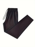 Men'S Solid Track Pants With Zipper Pockets, Active Drawstring Pants For Outdoor Activities Gift - Image 3