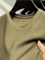 1Pc Men'S Ice Silky Fiber Crew Neck T-Shirt - Breathable Moisture-Wicking Workout Tee, Loose Fit Short Sleeve For Gym & Casual Wear, Lightweight Non-See-Through Fabric - Image 3