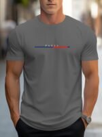 Mbdmbd Men'S Trendy Paris Flag-Inspired Print T-Shirt - Casual Crew Neck, Breathable Polyester Blend, Machine Washable - Perfect For Summer, Shoulder, T-Shirt - Image 6