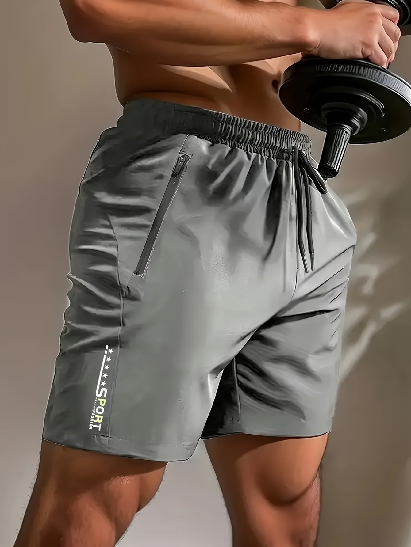product-fancy-fd8b51a4-f533-4623-bfcf-4694689ba230.jpg Men'S Loose Solid Shorts With Pockets, Active Elastic Waist Drawstring Shorts For Summer - Image 1