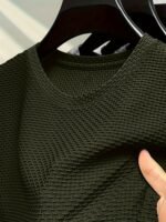 1Pc Men'S Ice Silky Fiber Crew Neck T-Shirt - Breathable Moisture-Wicking Workout Tee, Loose Fit Short Sleeve For Gym & Casual Wear, Lightweight Non-See-Through Fabric - Image 7