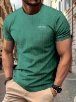 Men'S Milan Print Short Sleeve Crew Neck T-Shirt, Breathable Nylon Blend, Comfortable Casual Top For Summer Outdoor Activities & Tennis Training - Image 9