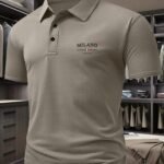 Milano Men'S Casual T-Shirt - Breathable Regular Fit Short Sleeve Shirt With Geometric Print, Button-Up Collar For Summer Comfort & Casual Attire, Comfortable Clothing, Easycare Material