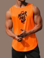 "Never Give Up" Print Comfy Breathable Tank Top, Men'S Casual Stretch Sleeveless T-Shirt For Summer Gym Workout Training Basketball - Image 7