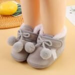 Cute Plush Ball Comfortable Boots For Baby Girls, Soft Warm Fleece Boots For Indoor Walking, Winter - Image 10