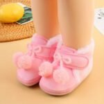 Cute Plush Ball Comfortable Boots For Baby Girls, Soft Warm Fleece Boots For Indoor Walking, Winter - Image 8