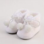 Cute Plush Ball Comfortable Boots For Baby Girls, Soft Warm Fleece Boots For Indoor Walking, Winter - Image 3