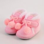 Cute Plush Ball Comfortable Boots For Baby Girls, Soft Warm Fleece Boots For Indoor Walking, Winter - Image 5