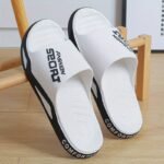 "Fashion Sport" Slides - Comfortable, Non-Slip Pvc Summer Slippers For Indoor & Outdoor Use, Perfect For Beach & Streetwear, Black With White Accents, Cute Sandals - Image 3