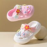 Trendy Cute Flower Bear Slip On Water Shoes For Girls, Breathable Non-Slip Clogs For Indoor Outdoor Garden Beach - Image 5