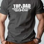 Men'S 100% Cotton Heavyweight T-Shirt With Top Dad Lettering & Distressed White Print - Casual Short Sleeve Round Neck Comfort Fit Father'S Day Gift, Breathable Casual Attire, Machine Washable, Ideal For Birthdays & Family Events - Ideal For New Dads & Expecting Fathers - Stylish Casual Men'S Fashion With Bold "Top Dad" Graphic, Relaxed Fit, Digital Print, And Versatile For Casual Attire, Fathers Day Tshirt