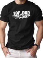 Men'S 100% Cotton Heavyweight T-Shirt With Top Dad Lettering & Distressed White Print - Casual Short Sleeve Round Neck Comfort Fit Father'S Day Gift, Breathable Casual Attire, Machine Washable, Ideal For Birthdays & Family Events - Ideal For New Dads & Expecting Fathers - Stylish Casual Men'S Fashion With Bold "Top Dad" Graphic, Relaxed Fit, Digital Print, And Versatile For Casual Attire, Fathers Day Tshirt - Image 2