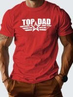Men'S 100% Cotton Heavyweight T-Shirt With Top Dad Lettering & Distressed White Print - Casual Short Sleeve Round Neck Comfort Fit Father'S Day Gift, Breathable Casual Attire, Machine Washable, Ideal For Birthdays & Family Events - Ideal For New Dads & Expecting Fathers - Stylish Casual Men'S Fashion With Bold "Top Dad" Graphic, Relaxed Fit, Digital Print, And Versatile For Casual Attire, Fathers Day Tshirt - Image 3