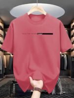 Men'S Casual Crew Neck T-Shirt With "Facing The Future" Print, Polyester Knit Fabric, Slight Stretch, Regular Fit, Summer Short-Sleeved Top, Fashionable Daily Wear - Image 10