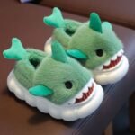 1 Pair Youngsters' Shark Plush Slippers - Soft Fleece-Lined Slip-On Indoor/Outdoor House Shoes With Cartoon Shark Design, Non-Slip Pvc Sole For Boys & Girls (Green, Grey, Blue), Shark Slippers - Image 3